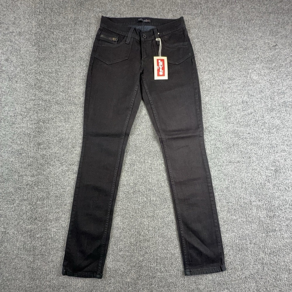 Y2k Levi's Jeans Juniors 5 Charcoal Wash Black Skinny Zip Pocket Stretch Denim